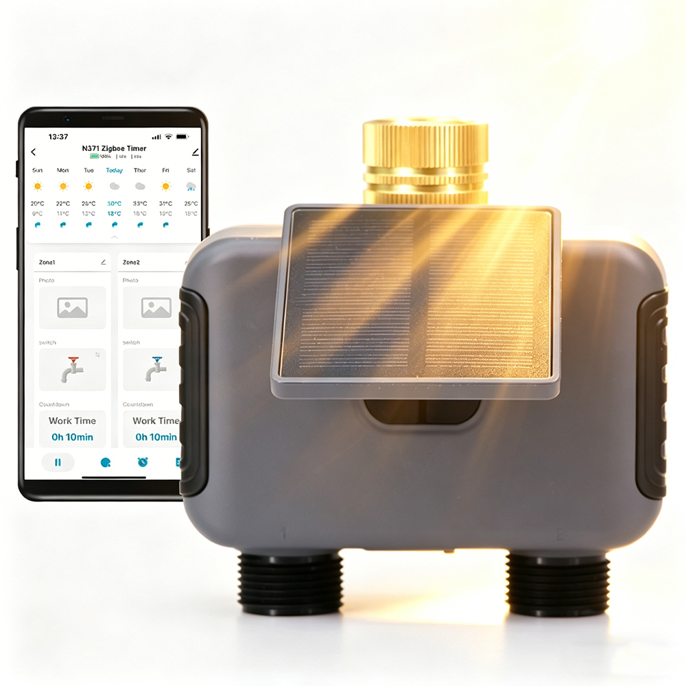 Smart Garden Valve - Tuay スマートソーラー 2 ゾーン散水タイマー タイプ C