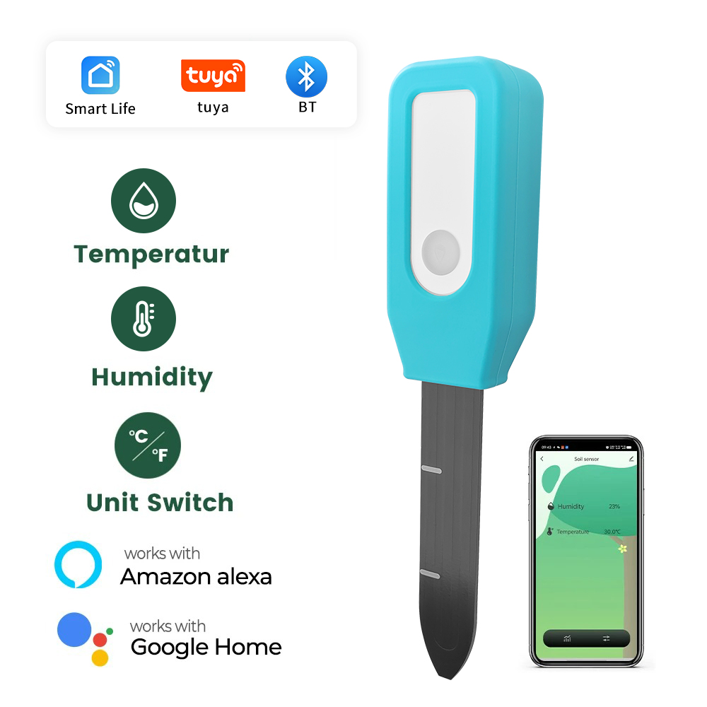 Smart Garden Moisture Sensor - Tuya 土壌テスター 湿度＆温度センサー スマートライフアプリ リアルタイムモニター 植物園用土壌水分センサー