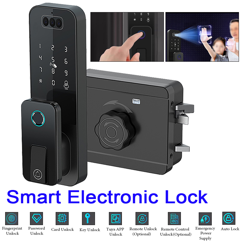 Smart Garden Door Lock - Tuya防水3D顔認証屋外ゲート指紋ロックアプリ遠隔操作指紋電子ゲートロック（家庭用）
