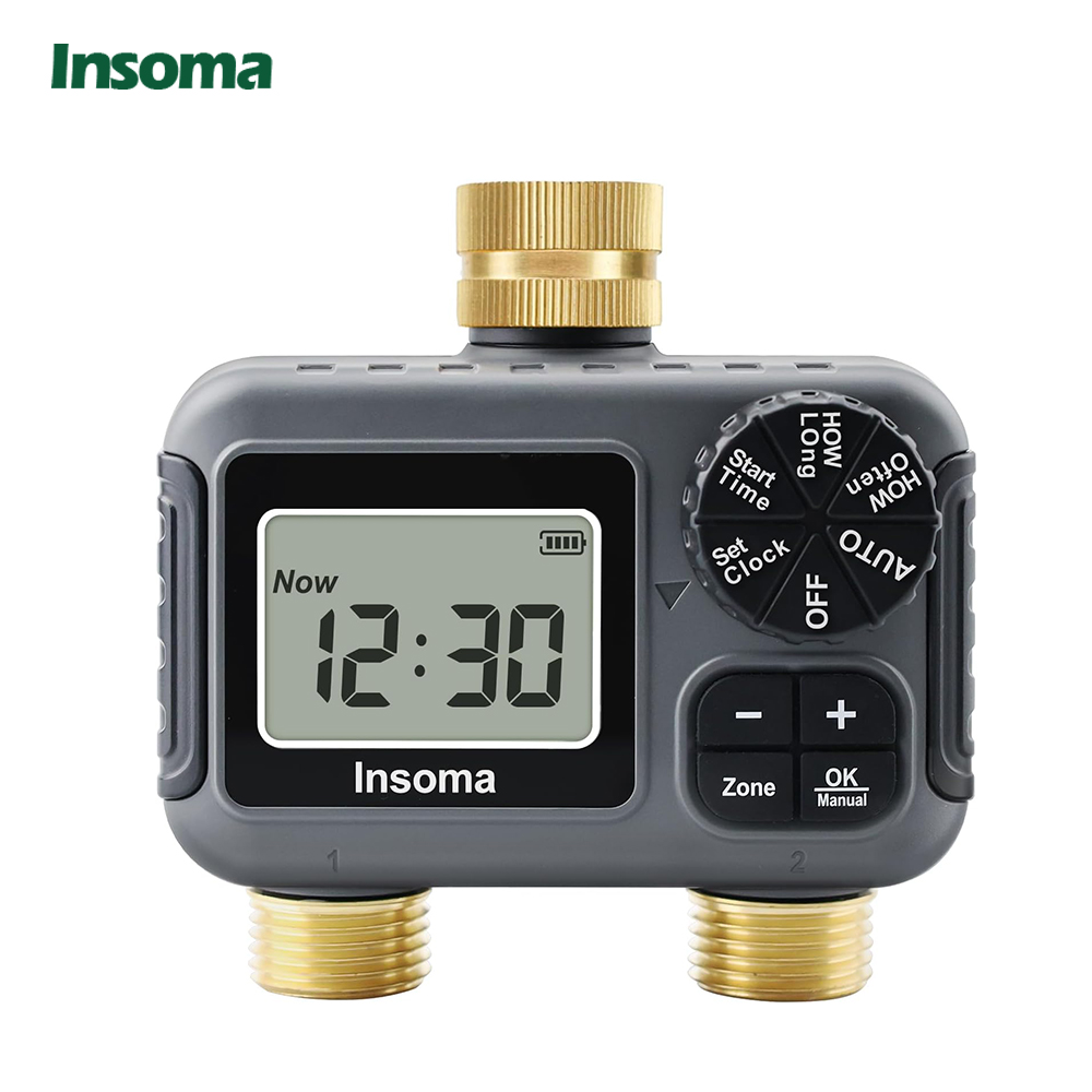 Smart Garden At Home - Insoma スマート灌漑散水システム デュアルコンセント 自動散水タイマー 散水蛇口 ホースプログラマー