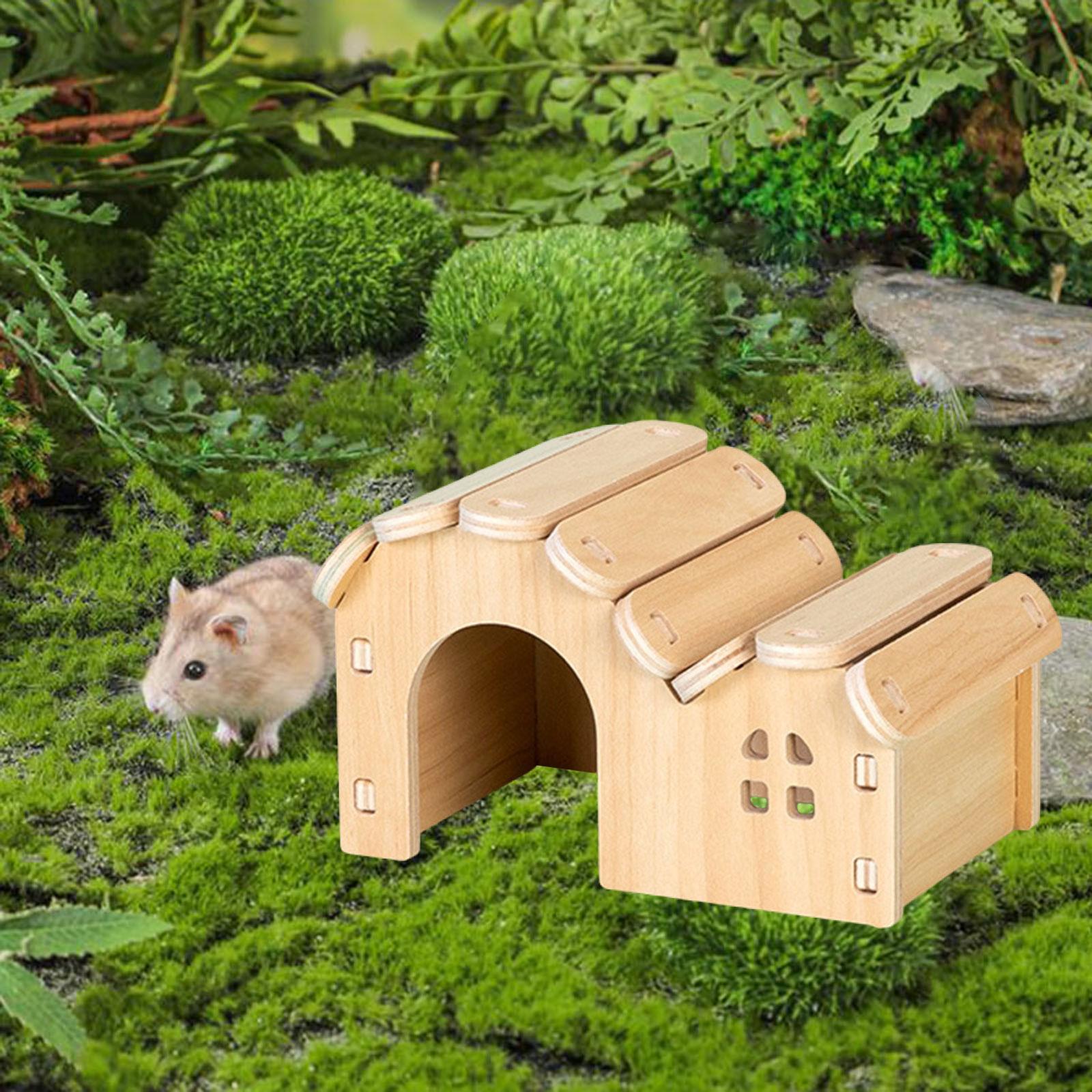 Insect Hotel Wood - ハムスター木製ハウス隠れ家動物キャビネットジャービルマウス小齧歯動物用