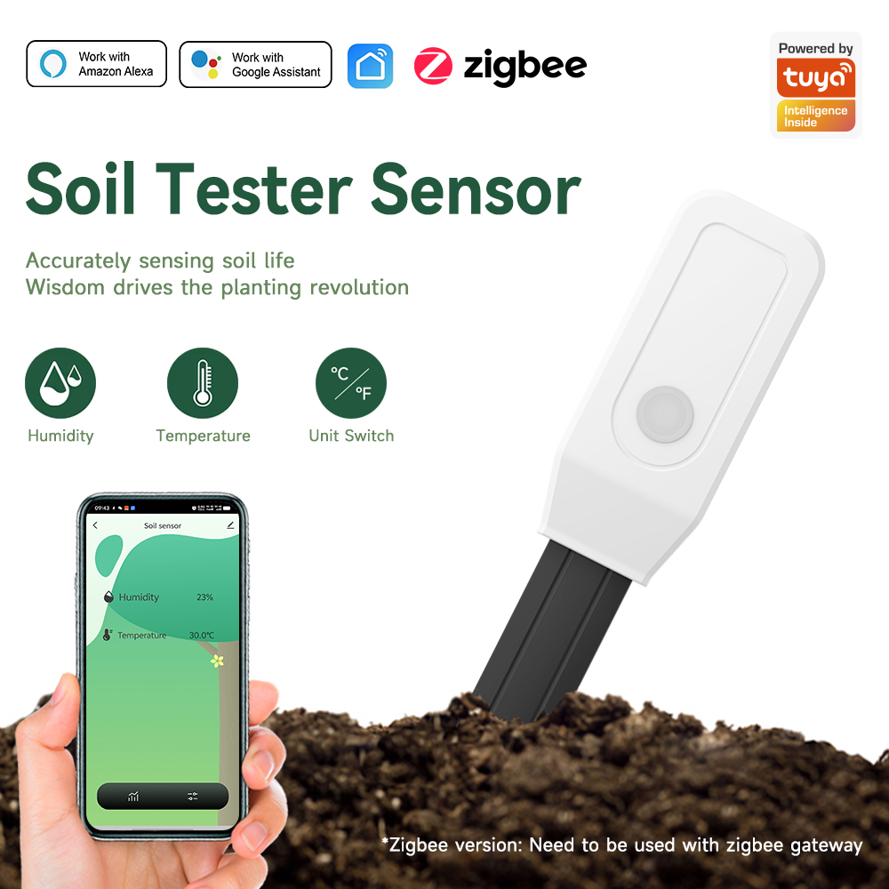 Smart Garden Moisture Sensor - スマート土壌テスターセンサー、Zigbee 3.0土壌水分および温度計、庭/農場用デジタル植物モニター、リモートAPPコントロール
