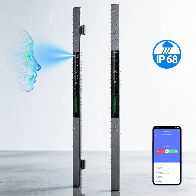 Smart Garden Door Lock - ロングハンドル落書き対応両面デジタル指紋認証ガーデン用ドア屋外IP68防水スマートドアロック