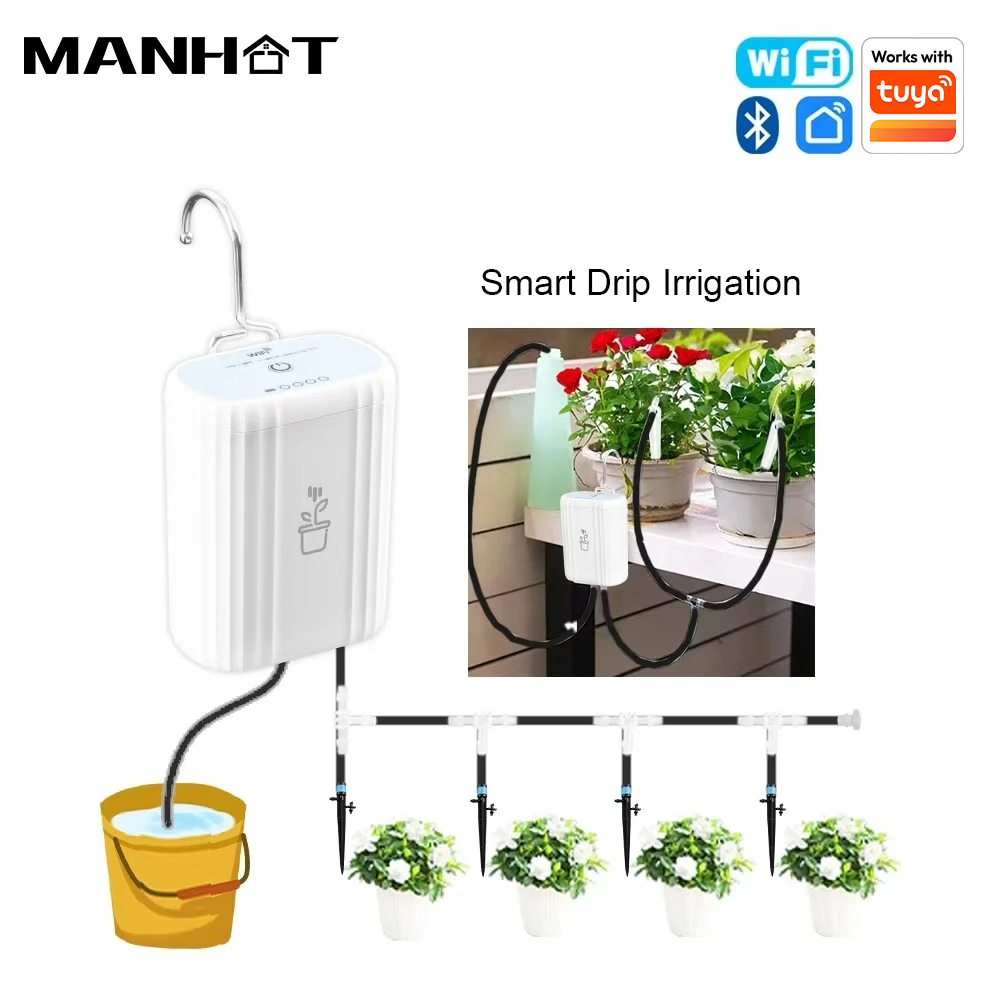 Smart Garden At Home - MANHOT WiFi スマート散水ポンプ充電式バッテリーインテリジェント自動スプリンクラー点滴灌漑花家庭菜園ツール