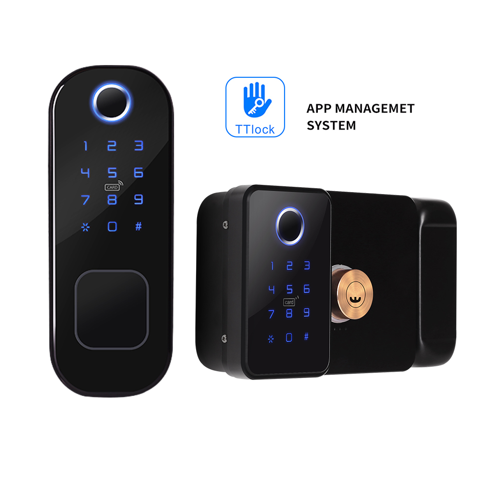 Smart Garden Lock - インテリジェントドアロック,両面指紋センサー,RFIDカード,ヘビーガーデンゲート,デジタルドア,屋外ロックアプリケーション,ttlock