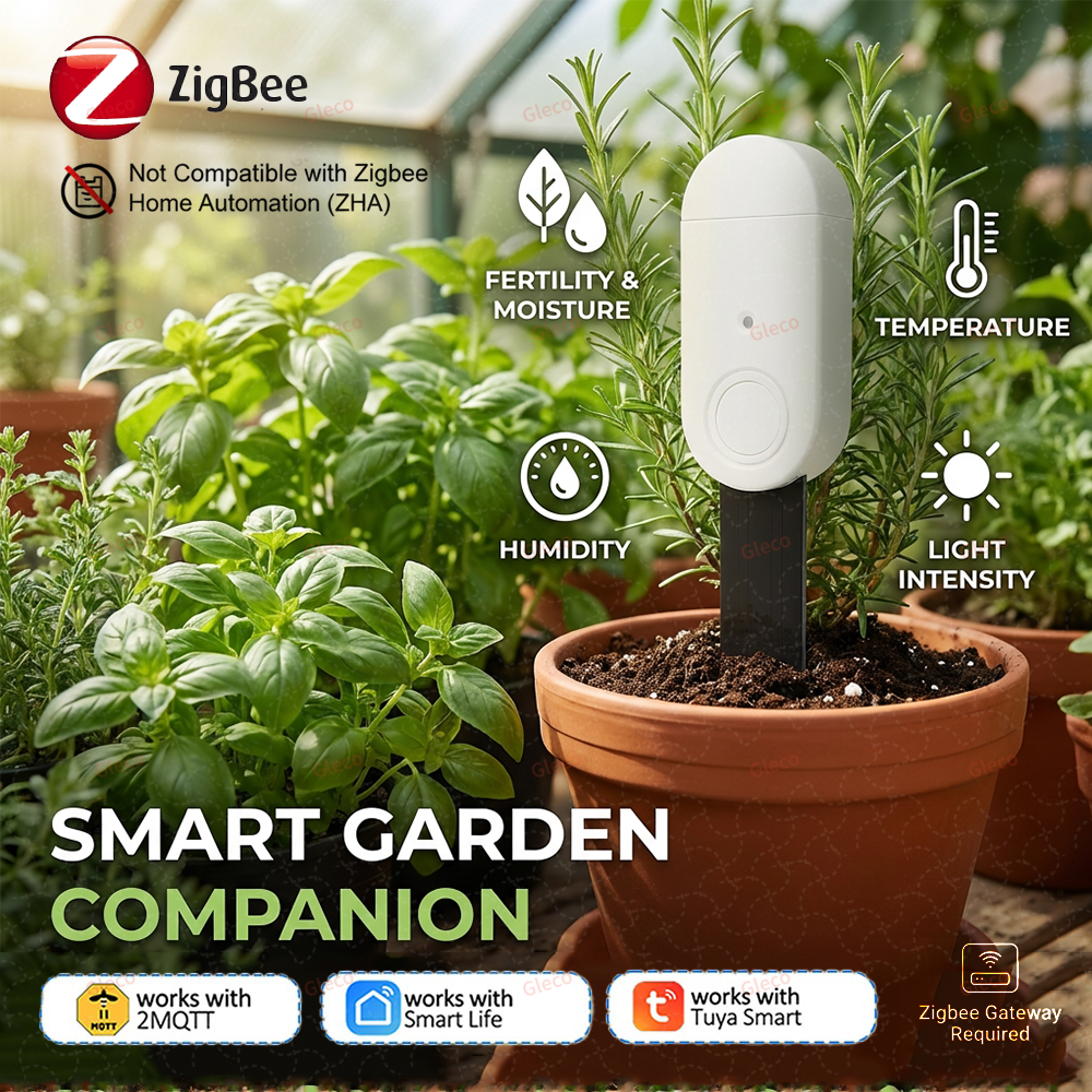 Smart Garden Moisture Sensor - Zigbee 土壌テスター肥沃度温度湿度光水分センサー自動庭灌漑用 Tuya スマートライフ Z2M