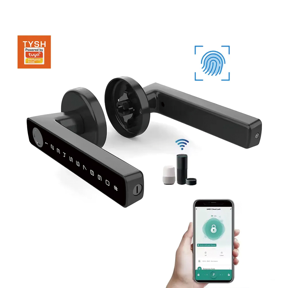 Smart Garden Lock - TYSH Tuyaスマート自動セキュリティ生体認証指紋ハンドルロックCerradura Inteligenteロック電子スマートドアロック