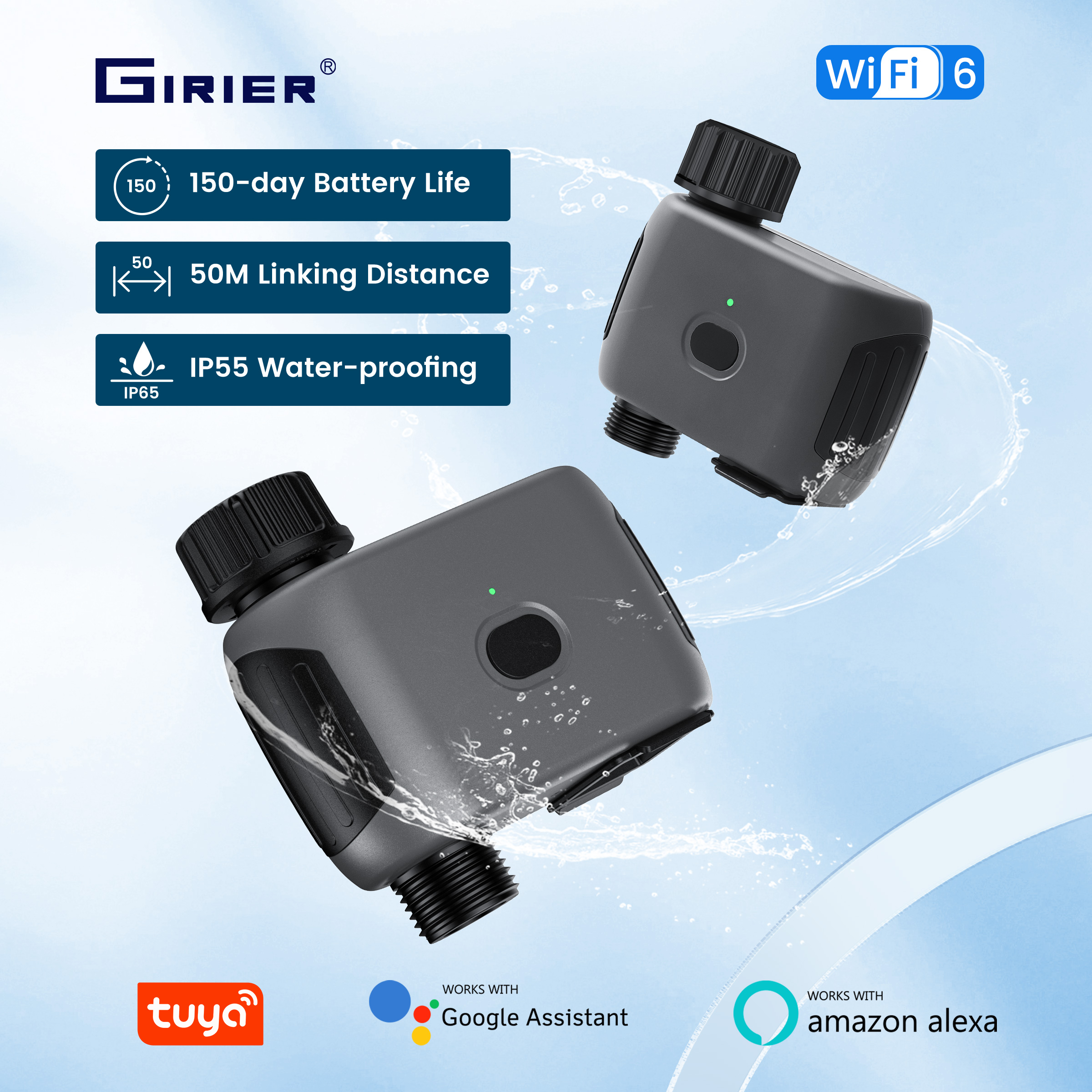 Smart Garden At Home - GIRIER Tuya スマートウォータータイマー WiFi スプリンクラータイマー 庭の点滴灌漑システム用