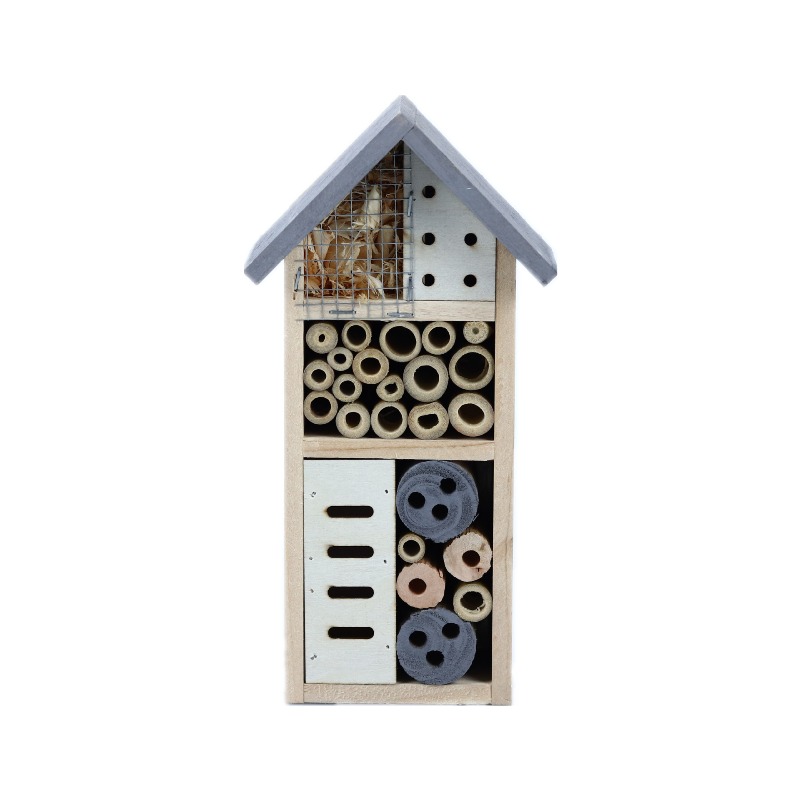 Insect Hotel Wood - 吊り下げ式木製昆虫ホテル、多機能蜂と蝶の家、屋外庭園昆虫シェルター装飾