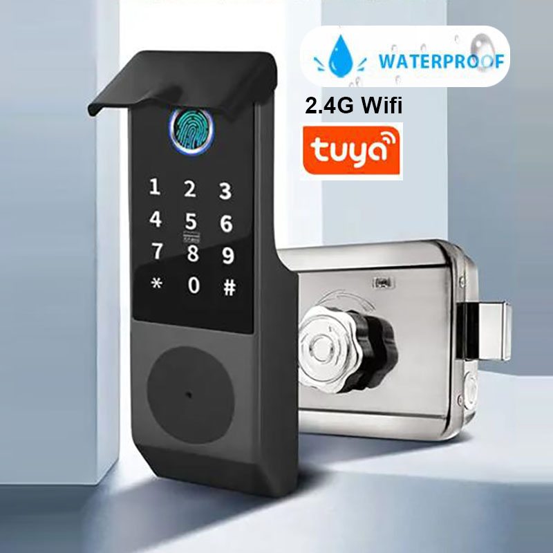 Smart Garden Door Lock - Tuya-インテリジェント防水ドアロック,屋外セキュリティロック,バッテリー,庭のドアロック