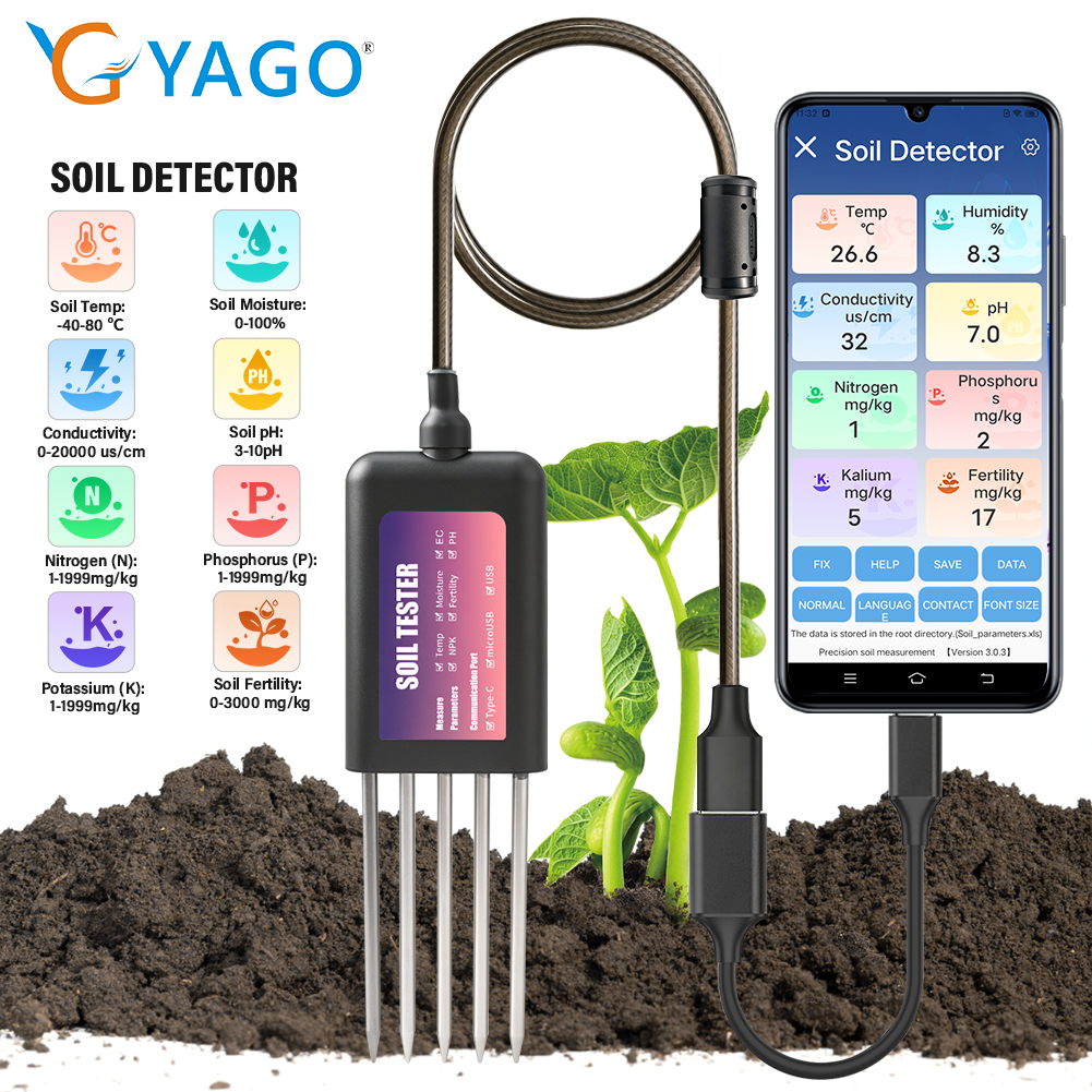Smart Garden Moisture Sensor - スマート土壌テスター NPK PHメーター 8 in 1