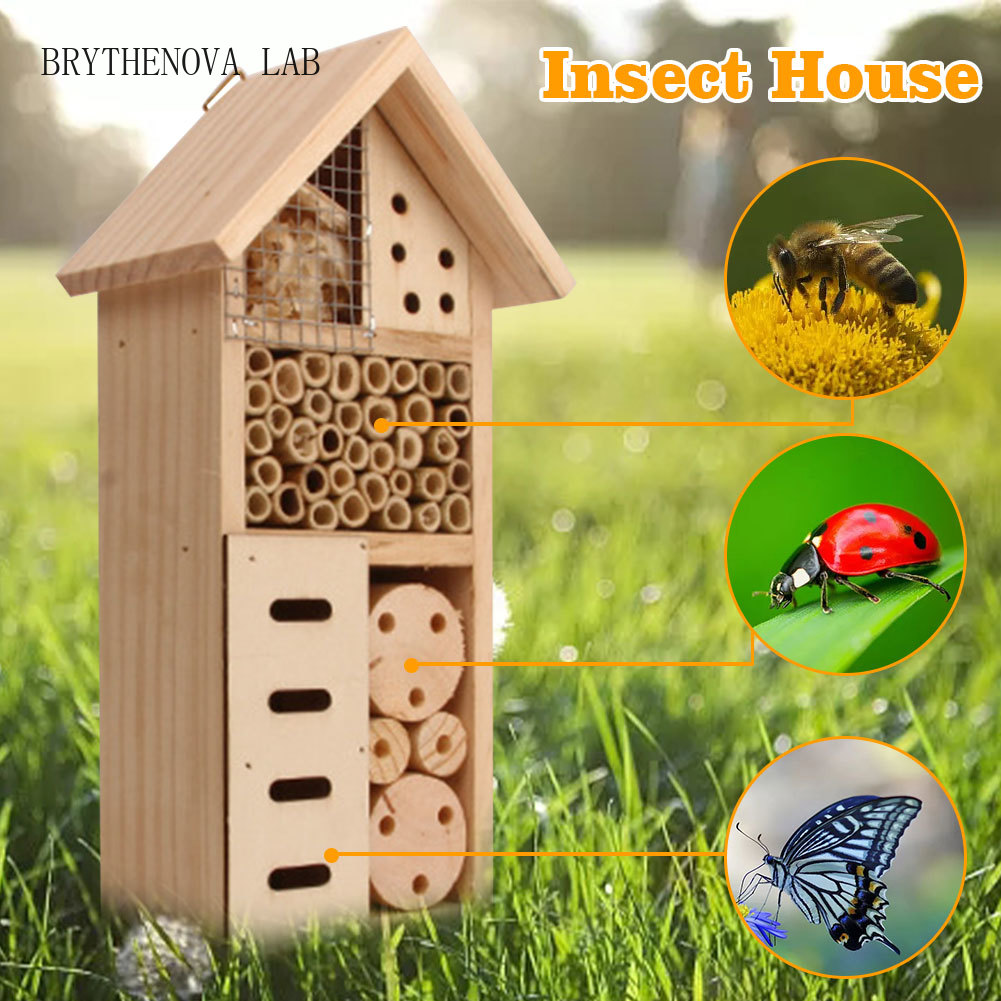 Insect Hotel Wood - 昆虫ハウス 木製昆虫ホテル 自然な巣箱 ガーデン 屋外 庭