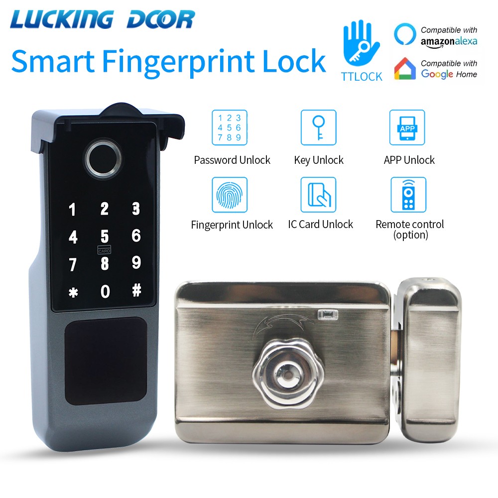 Smart Garden Door Lock - 防水ttlock,電子ロック,Bluetooth,指紋,RFIDカード,屋外ドア,インテリジェントロック,キーレスモーター