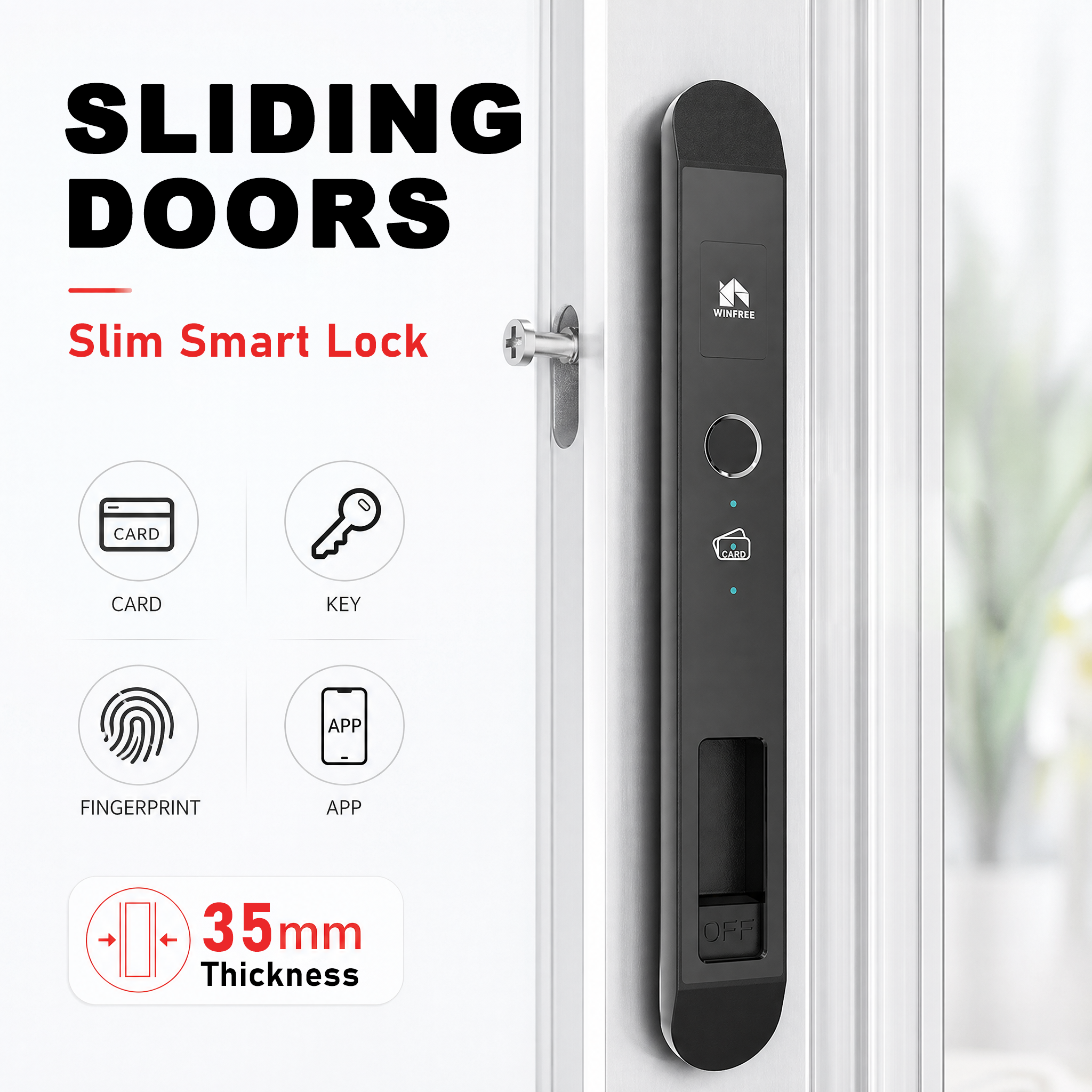 Smart Garden Door Lock - WINFREE スライドドアスマートロック Tuya Bluetooth制御 指紋認証キーレスエントリーロック 家庭用