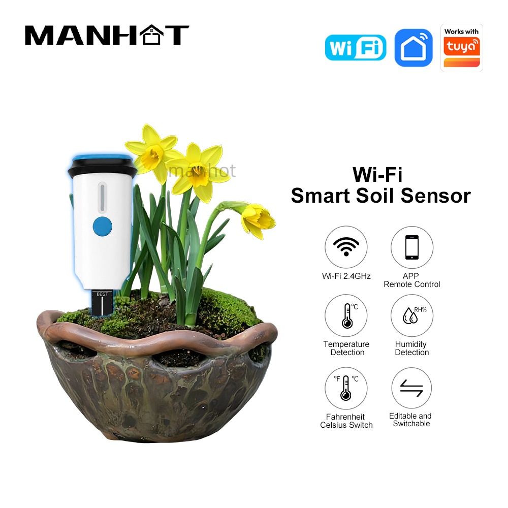 Smart Garden Moisture Sensor - WIFIスマート土壌テスター 湿度温度水分センサー検出器 Tuyaスマートアプリ対応 植物園用リアルタイムモニター