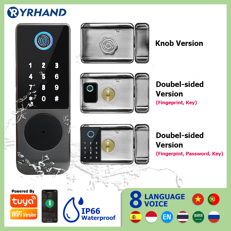Smart Garden Lock - Tuya-コネクテッドカードロック,防水電子ドアロック,ダブル指紋付き,ホームセキュリティ用コード付き