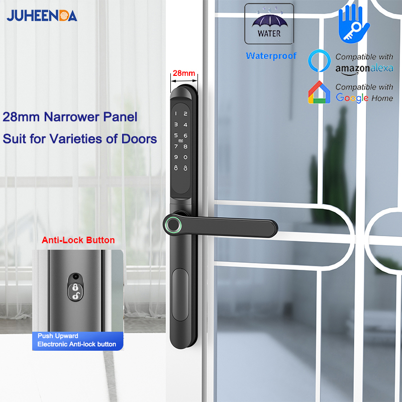 Smart Garden Lock - アルミニウム製電子引き戸ロック,防水,指紋,デジタルパスワード,RFIDカード,ttlockアプリケーション