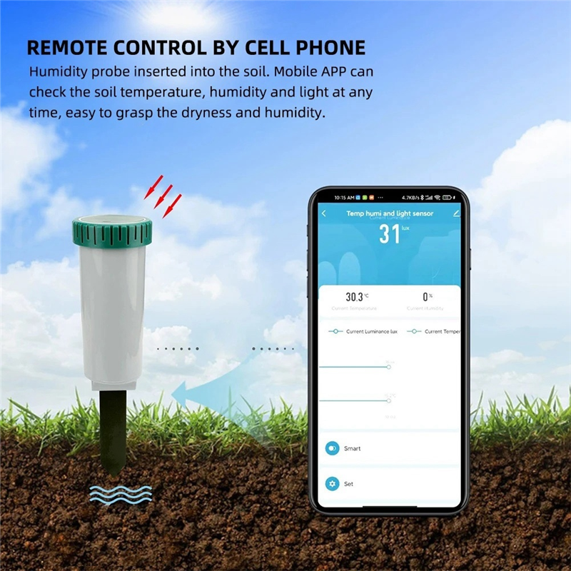 Smart Garden Moisture Sensor - Zigbee スマート 4 で 1 土壌テスター太陽光/温度/水分計地球湿度センサーリモコンモニター園芸用耐久性