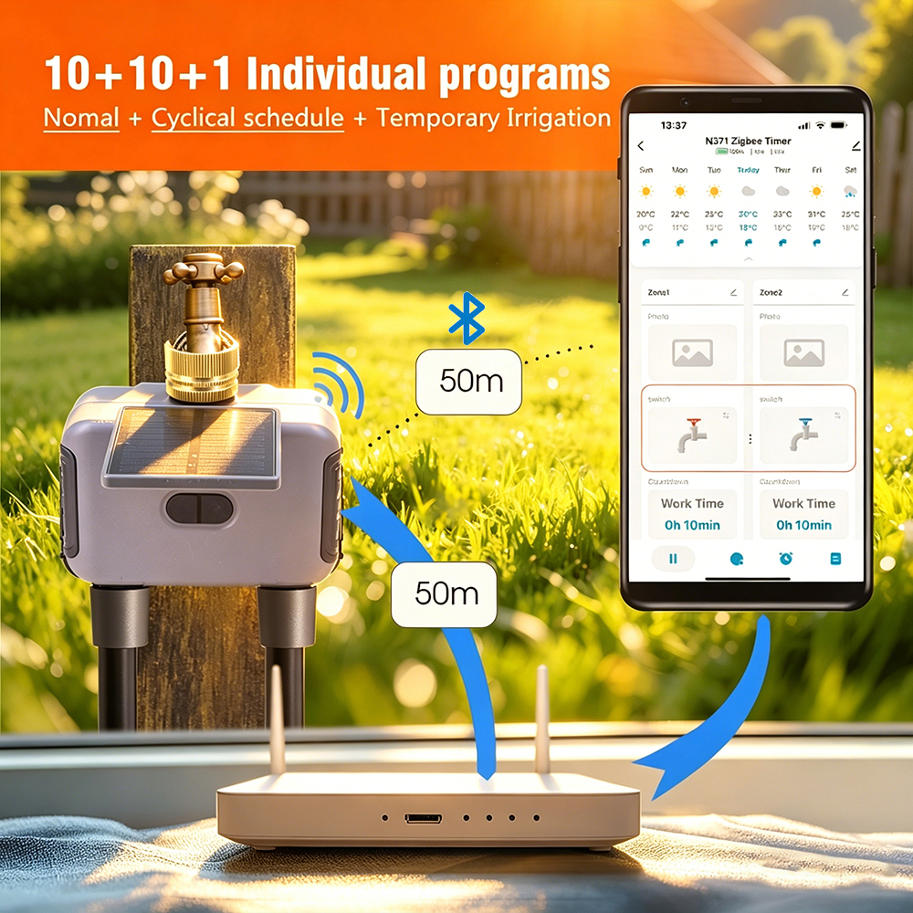 Tuay スマートソーラー 2 ゾーン散水タイマー タイプ  - Smart Garden Valve のレビューと価格