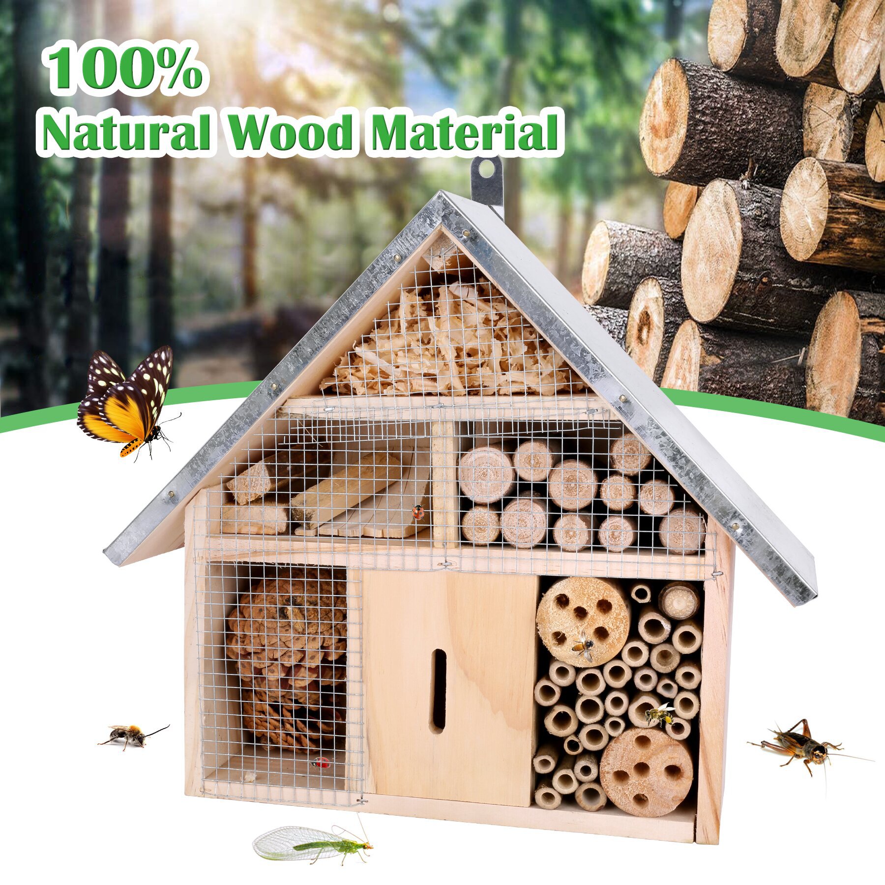 木製昆虫ハウス 蜂の巣 虫ホテル 隠れ家 天然木 屋外装飾 - Insect Hotel Wood のレビューと価格