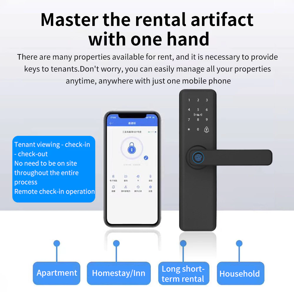 TTLOCKアプリ対応 指紋認証ドアロックシステム Blue - Smart Garden Door Lock のレビューと価格