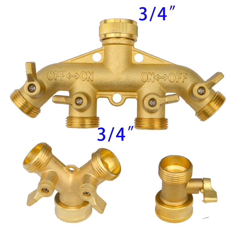 ヘビーデューティ真鍮 1-2-4 ウェイスプリッターガーデン - Smart Garden Hose Valve のレビューと価格