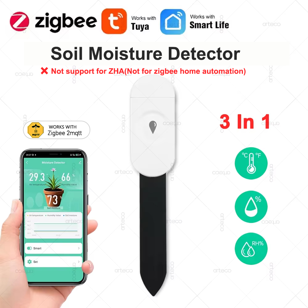 Tuya Zigbee 3.0 土壌水分テスター湿度温度セン - Smart Garden Moisture Sensor のレビューと価格