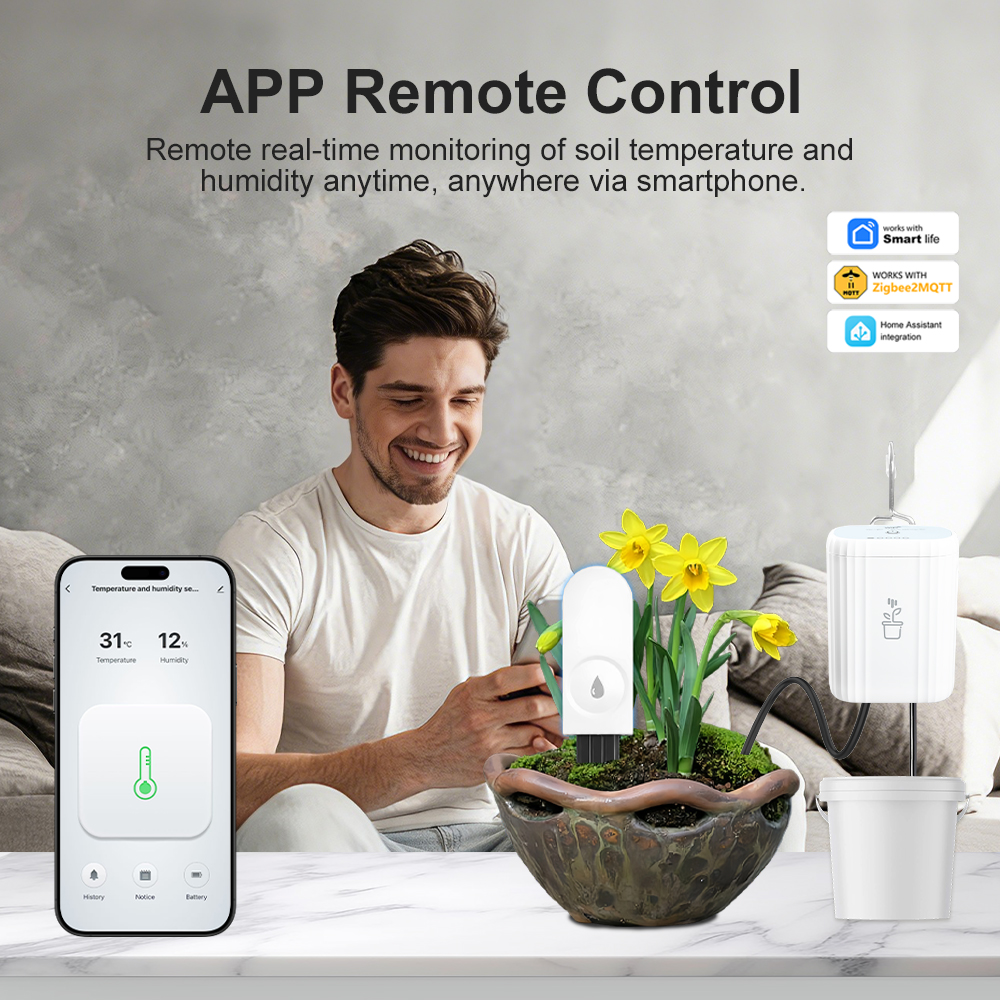 Zigbee 3.0 土壌水分センサー 温度と湿度計 サーモ - Smart Garden Moisture Sensor のレビューと価格