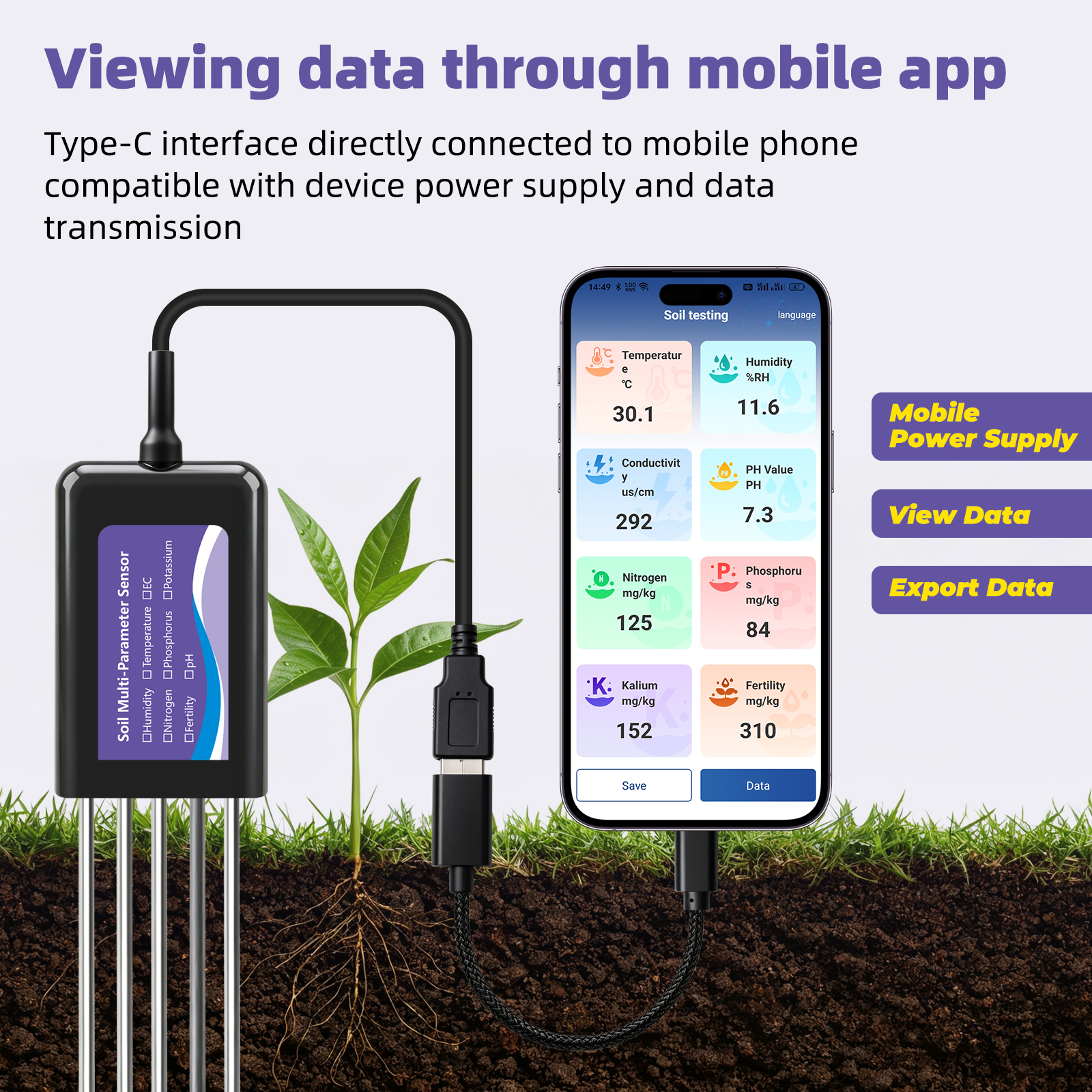 Yieryi 8-in-1スマート土壌NPK pH EC温度 - Smart Garden Moisture Sensor のレビューと価格