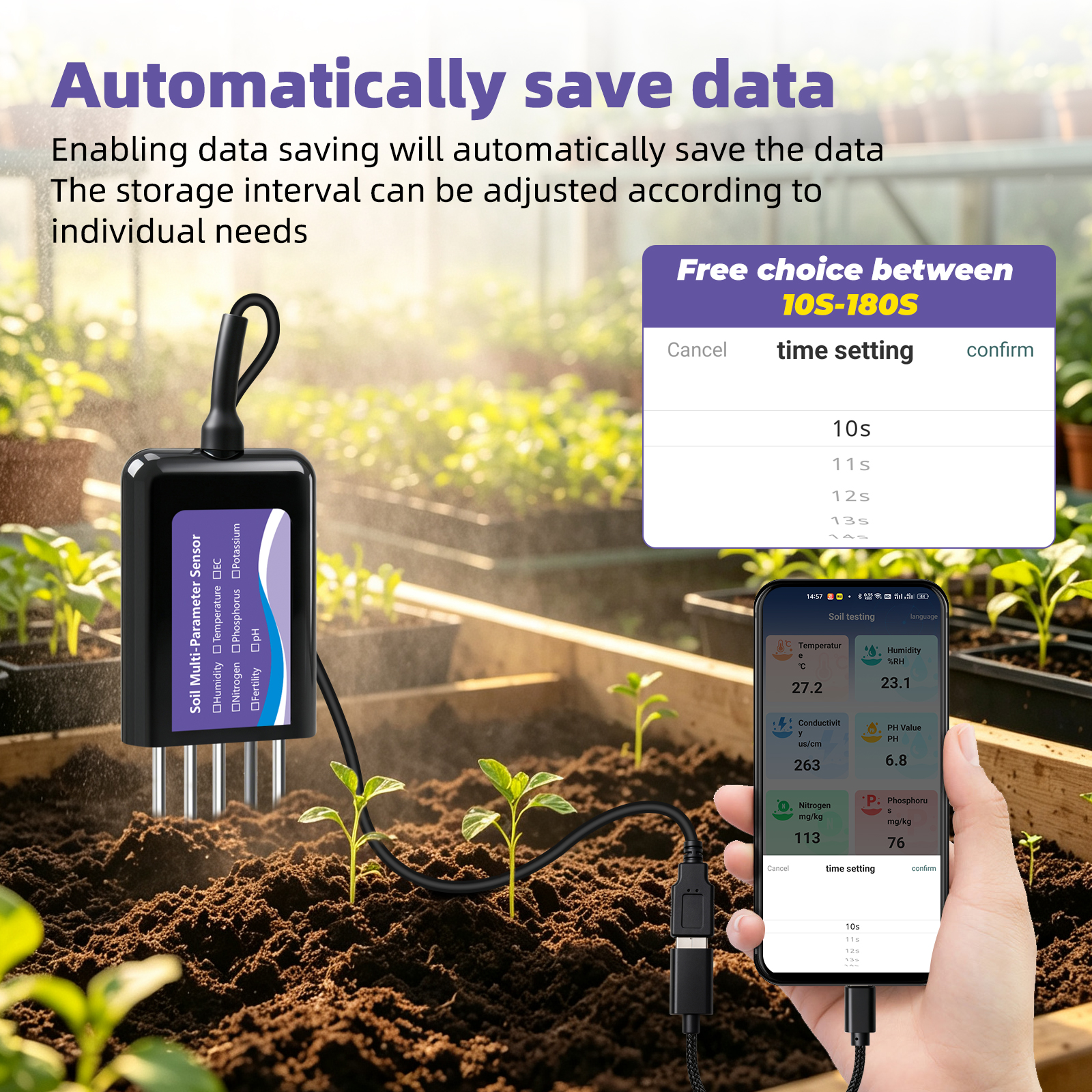 Yieryi 8-in-1スマート土壌NPK pH EC温度 - Smart Garden Moisture Sensor のレビューと価格