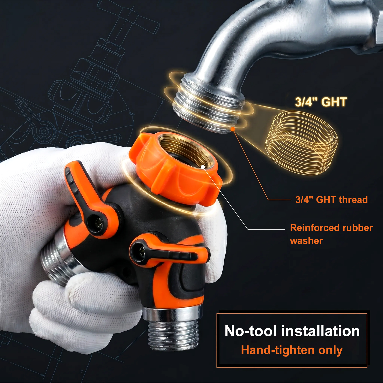 3/4インチGHT 2方向ガーデンホースY型スプリッター、デ - Smart Garden Hose Valve のレビューと価格
