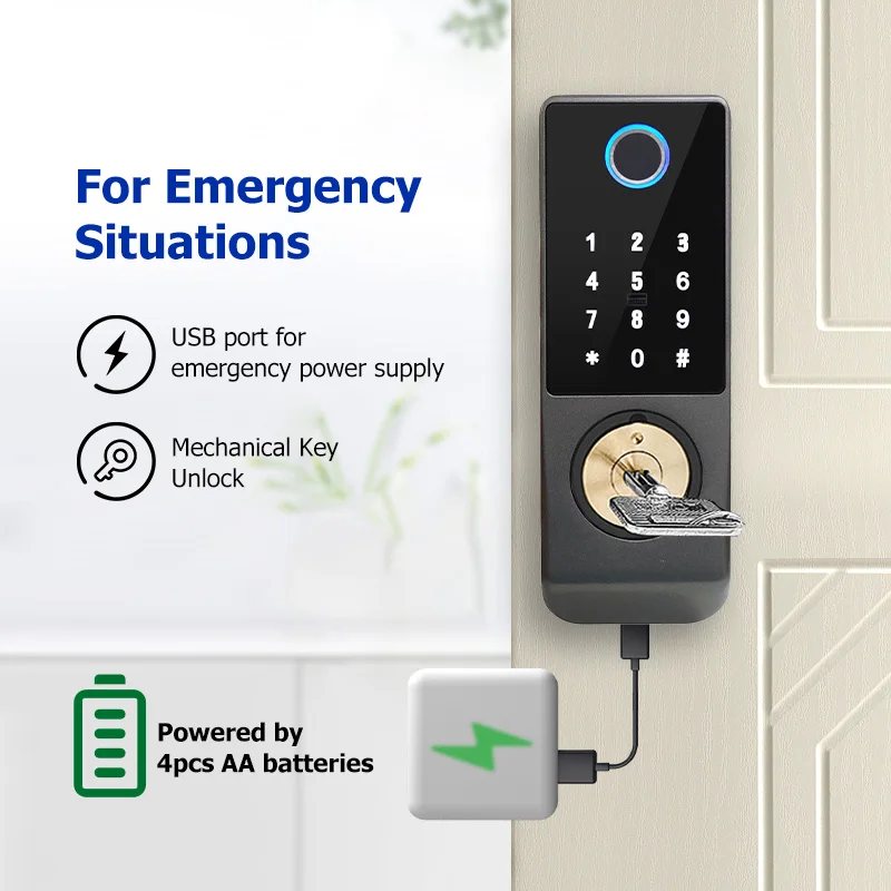 Tuya WIFI スマートドアロック両面指紋ロック防水屋外 - Smart Garden Door Lock のレビューと価格