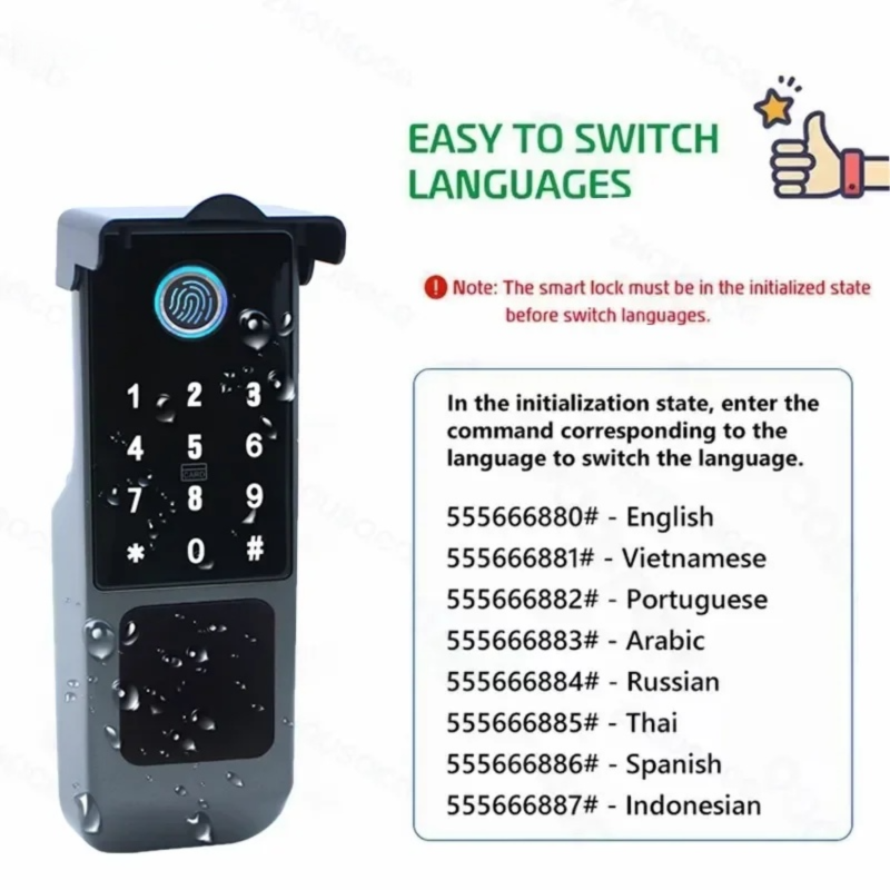 Tuya WIFI スマートドアロック両面指紋ロック防水屋外 - Smart Garden Door Lock のレビューと価格