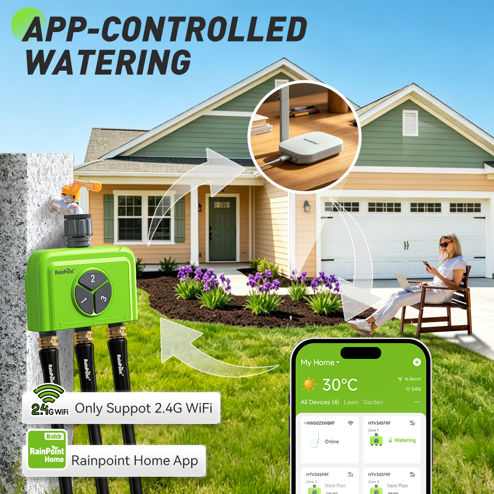 RAINPOINT WiFi水タイマー 庭の植物用 3ゾーン - Smart Garden Lock のレビューと価格