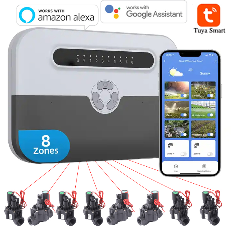 8ステーションWiFi屋内スマートスプリンクラーコントローラ - Smart Garden At Home のレビューと価格