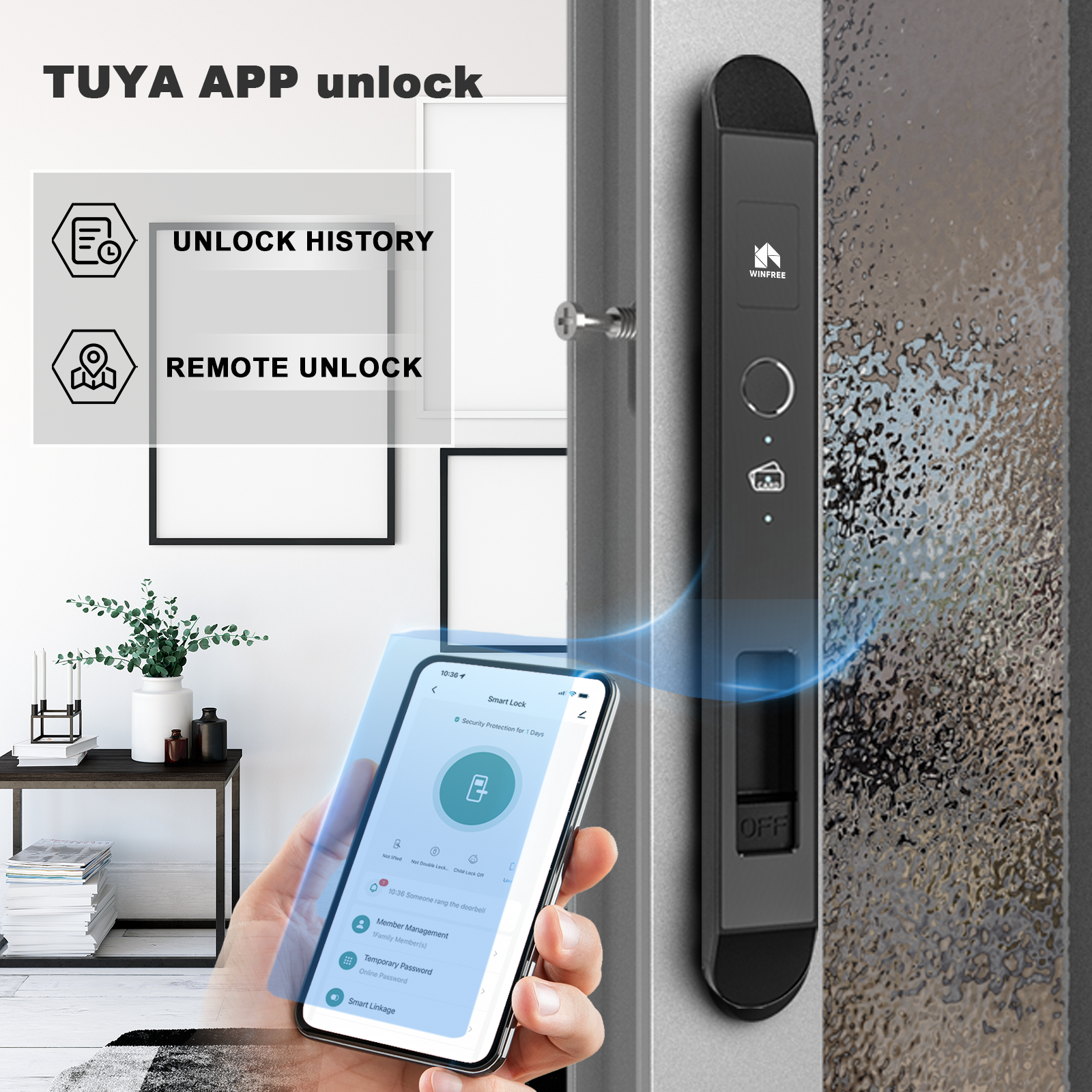 WINFREE スライドドアスマートロック Tuya Blu - Smart Garden Door Lock のレビューと価格