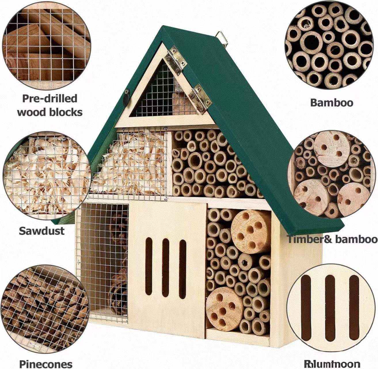 木製昆虫ハウス ビーホテル 虫小屋 巣箱 庭の装飾 天然木 - Insect Hotel Wood のレビューと価格