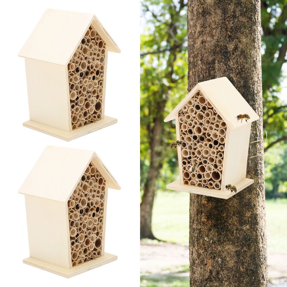 2個セット 素晴らしい贈り物 木製ミツバチハウス 竹製 無毒 - Insect Hotel Wood のレビューと価格