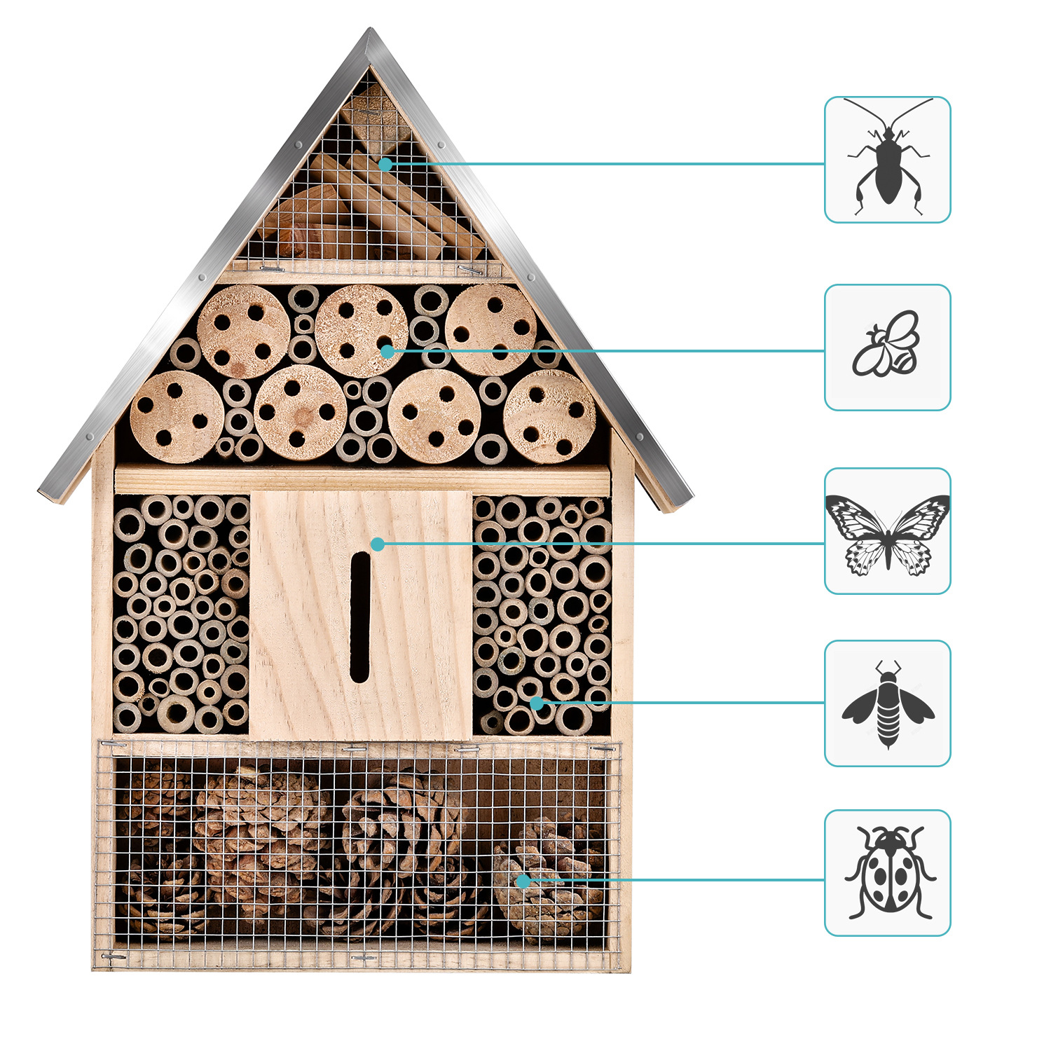 環境に優しい木製昆虫ハウス、蜂のホテル、庭の装飾的なシェルタ - Insect Hotel Wood のレビューと価格