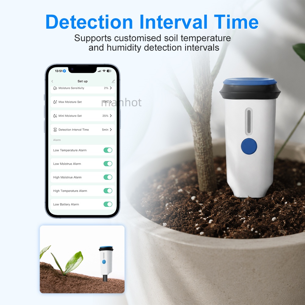 WIFIスマート土壌テスター 湿度温度水分センサー検出器 T - Smart Garden Moisture Sensor のレビューと価格