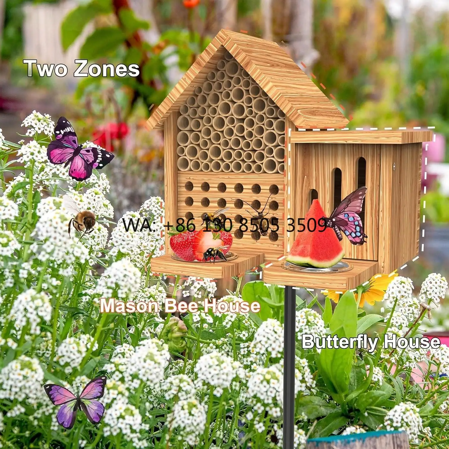 防水防虫ホテル 天然手作り木製ミツバチハウス 給餌器と金属製 - Insect Hotel Wood のレビューと価格