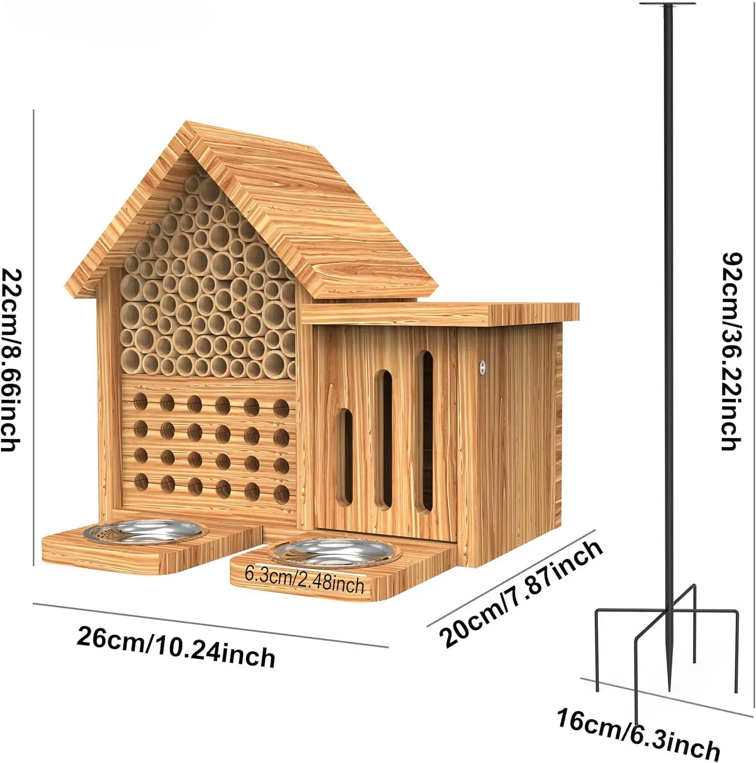 防水防虫ホテル 天然手作り木製ミツバチハウス 給餌器と金属製 - Insect Hotel Wood のレビューと価格