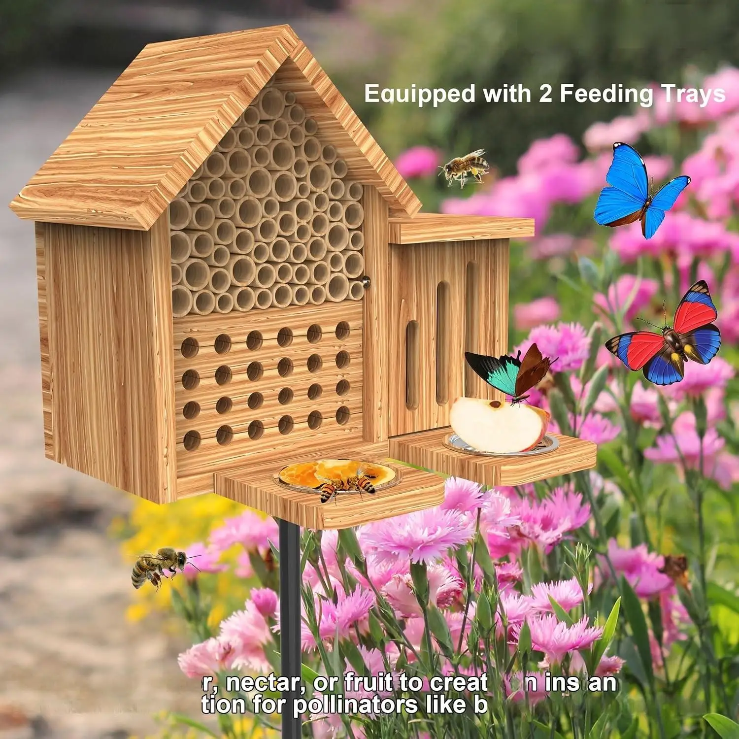 防水防虫ホテル 天然手作り木製ミツバチハウス 給餌器と金属製 - Insect Hotel Wood のレビューと価格