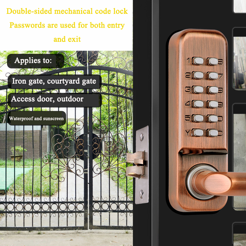 長い両面ハンドル,木製の鉄製ドア,安全ロック,家庭,オフィス - Smart Garden Door Lock のレビューと価格