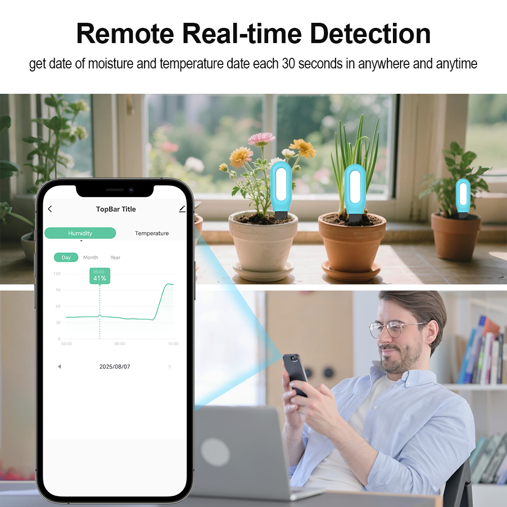 Tuya Zigbee 土壌センサー湿度温度水分検出器スマー - Smart Garden Moisture Sensor のレビューと価格